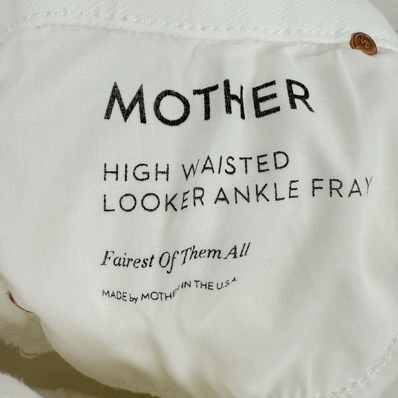 Mother Jeans 25 High Waisted Looker Ankle Fray White Fairest Of Them All Skinny - Picture 11 of 16